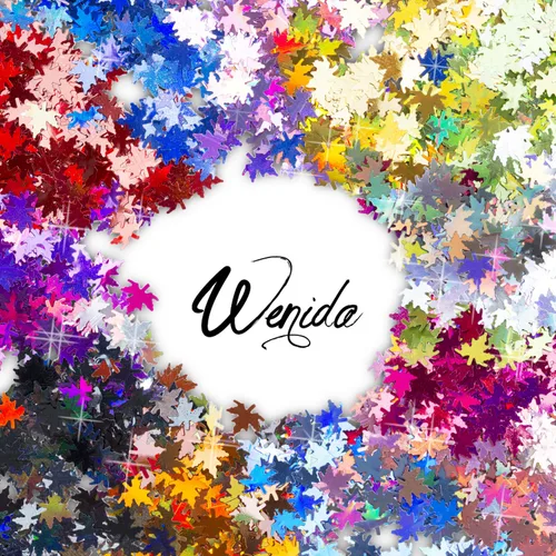Vista 5 de Glitter Wenida 12 colores hoja de arce holográfica brillante festival lentejuelas manualidades purpurina para artes, uñas, cara y cuerpo
