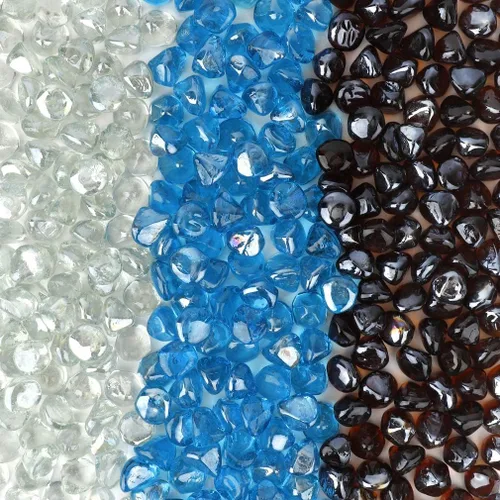 Vista 8 de Stanbroil Diamantes de vidrio de fuego mezclados de 10 libras, vidrio de fuego de 1/2 pulgada mezclado con azul caribeño, hielo de cristal, brillo