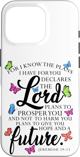 Vista 19 de iPhone 16 Christian Faith Jeremiah 29 11 Inspiring Butterfly Art Women Case