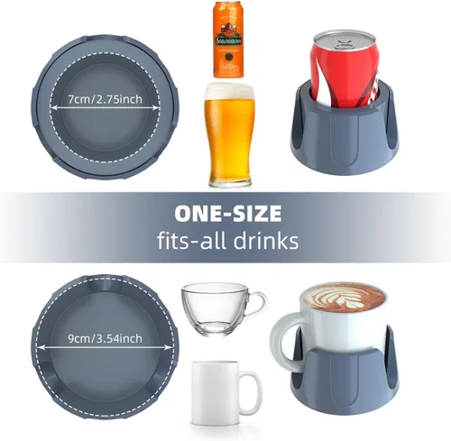 Vista 3 de Portavasos antiderrames, portavasos para bebidas con alfombrilla antideslizante para bebidas para la oficina en casa al aire libre (gris)