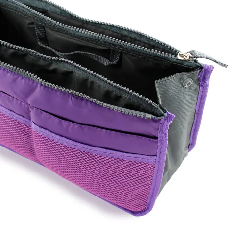 Vista 4 de GEARONIC TM - Bolsa organizadora para bolsas de mujer, bolsa que se mete dentro de bolsa de mujer para organizar mejor cosméticos, etc., S, Púrpura