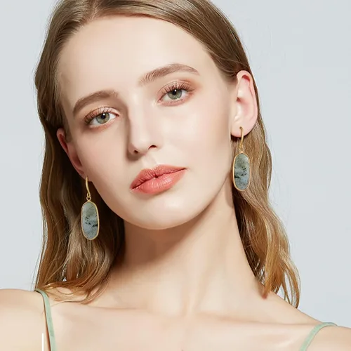 Vista 6 de Aretes colgantes de piedra curativa de cristal natural para mujeres y niñas