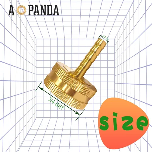 Vista 2 de AOPANDA Conector de reparación de extremo de manguera de agua de latón macizo con púa de 1/4" x rosca GHT hembra de 3/4", incluye abrazaderas