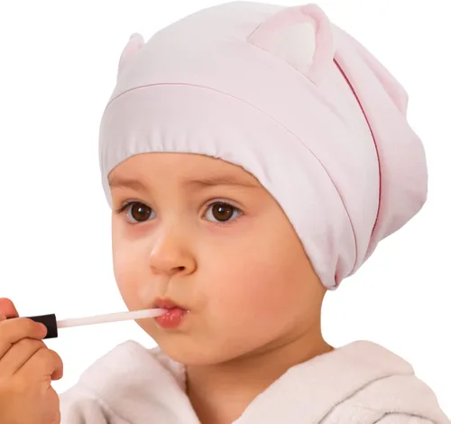 Vista 8 de Hat Hut Gorro de satén de seda para el cabello, gorro de dormir para cabello rizado, gorro ajustable con forro de seda con orejas