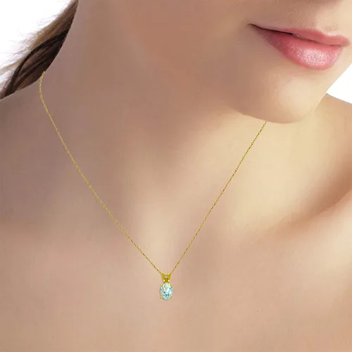 Vista 2 de Galaxy Gold GG Collar de oro rosa amarillo, blanco de 14k con aguamarina ovalada