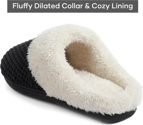 Vista 4 de ULTRAIDEAS Pantuflas de forro polar cómodas para mujer, de espuma viscoelástica, sin cordones, para interiores y exteriores