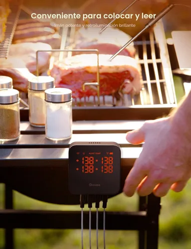 Vista 9 de Govee Termómetro de carne WiFi con 4 sondas, termómetro inalámbrico inteligente para carne con alerta de notificación de aplicación de rango