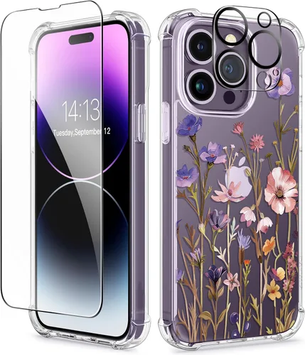 Vista 52 de GVIEWIN - Funda para iPhone 11 con protector de pantalla + protector de lente de cámara, cubierta protectora transparente suave de poliuretano