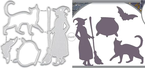 Vista 7 de DzIxY Juego de troqueles de metal fantasma de calabazas de Halloween para hacer tarjetas, juegos de troqueles de papel para grabar, plantillas