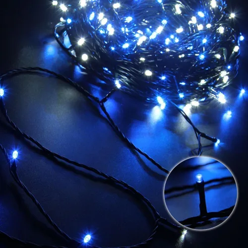 Vista 2 de Guirnalda de luces para exteriores de 33 pies, 100 luces LED con controlador de modos de memoria, luces de Navidad extensibles para bodas, Navidad