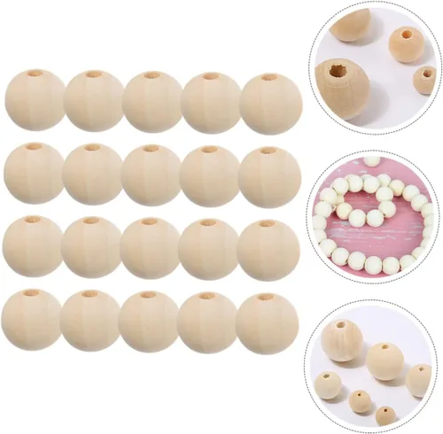 Vista 9 de COHEALI 100 cuentas de madera natural para manualidades, atrapasueños, cuentas sueltas para decoración de joyas y proyectos hechos a mano