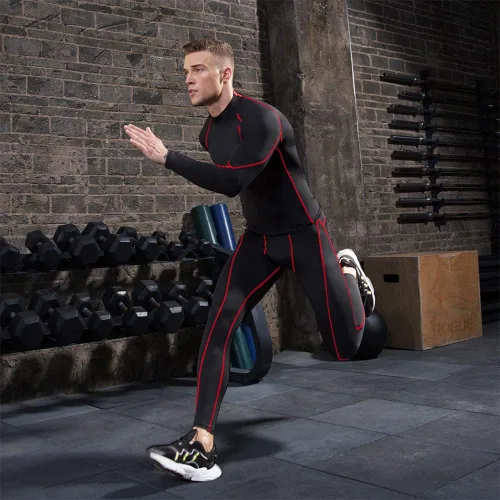 Vista 6 de Camisas de compresión para hombre, atléticas, de manga larga, para correr, gimnasio, cuello alto, secado rápido, capa base elástica activa