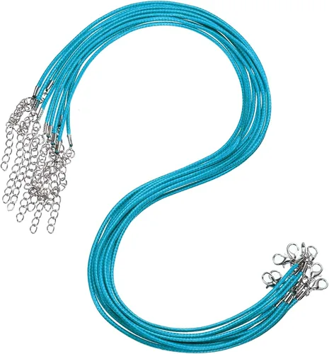 Vista 45 de MECCANIXITY 10 cordones de collar encerado de 18 pulgadas, cadena de collar a granel con cierre de 0.059 in de cuerda de cuero encerado para hacer