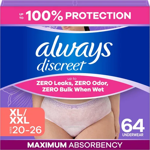 Vista 19 de Always Discreet Ropa interior para incontinencia adulta para mujeres y ropa interior posparto, pequeña/mediana, hasta 100% protección contra fugas