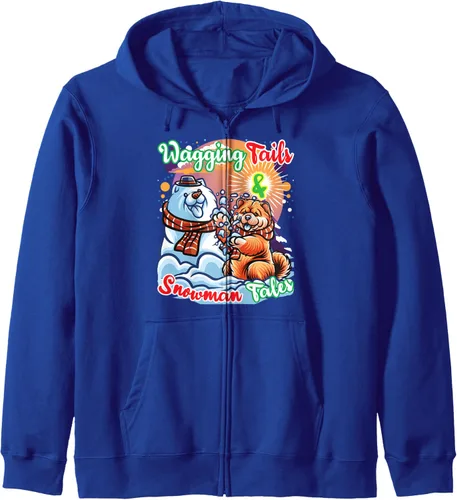 Vista 4 de Chow Chow Dog Christmas Snowman Winter Snow Zip Hoodie