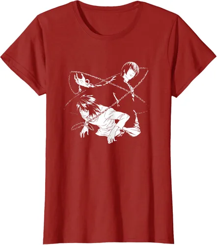 Vista 8 de Death Note Camiseta de anime Light and L Chains Negro