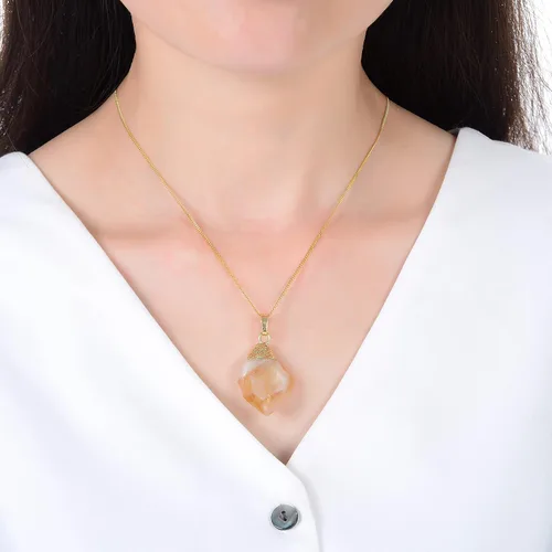 Vista 4 de Collar de plata de ley auténtica con piedras preciosas de amatista y citrino de 18.0in con cristales curativos y piedras de chakra para mujeres