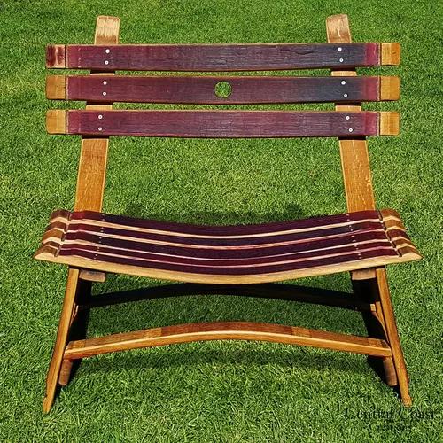 Vista 2 de Banco de jardín pequeño de barril de vino - Barril de vino hecho a mano Muebles de barril de vino