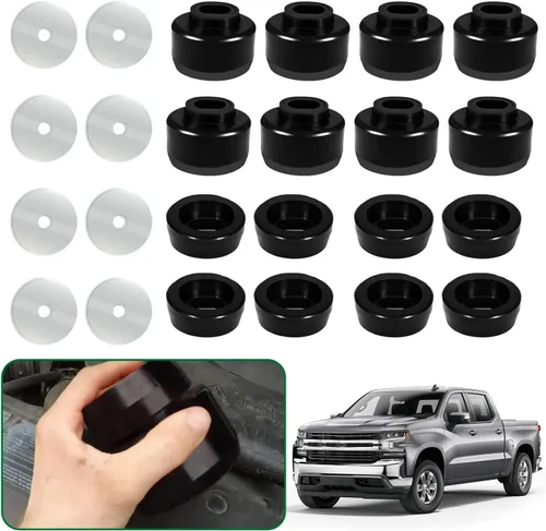 Vista 6 de Kit de bujes de montaje de carrocería y cabina para Chevy Silverado y Sierra 1500/2500 2WD/4WD 1999-2014 Soportes de carrocería y cabina de Negro