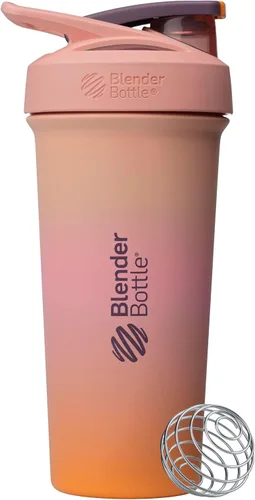 Vista 35 de BlenderBottle Strada Shaker Cup - Botella de agua aislada de acero inoxidable con batidor de alambre, 24 onzas, color negro
