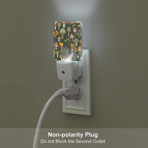 Vista 5 de Luz nocturna de varios hongos, enchufa a la pared con sensores de luz del atardecer al amanecer, luces nocturnas cálidas para dormitorio, baño
