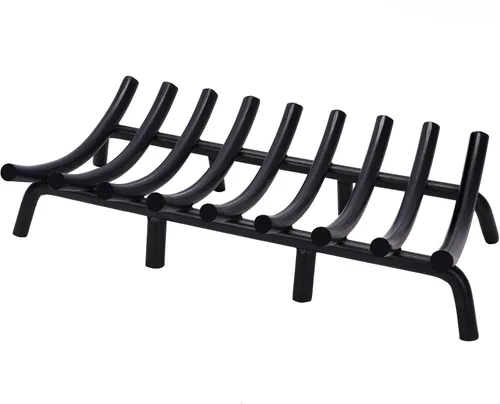 Vista 10 de Rejilla para chimenea de acero sólido redondo de 14 pulgadas, barra de 3/4" - Soporte resistente de hierro fundido forjado para interiores