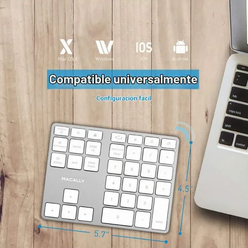Vista 3 de Macally Bloc de números inalámbrico para Mac y PC y un mouse inalámbrico Bluetooth, funciona con números de manera más eficiente