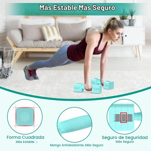 Vista 3 de Hezeyferg Adjustable Dumbbells Set for Women/Men Home Gym Azul