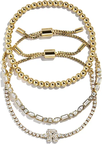 Vista 15 de BaubleBar Juego de pulsera Pisa para mujer, tres pulseras de cuentas chapadas en oro, joyería de moda, regalo de moda
