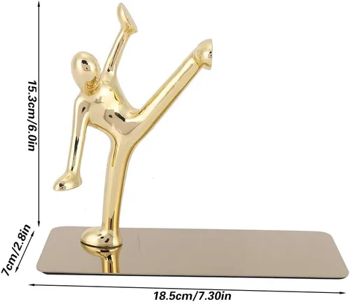 Vista 6 de Sujetalibros, Sujetalibros de acero inoxidable Escritorio Pequeño Estantería Kung Fu Figura Estantería Sujetalibros Cocina para la Escuela Familia