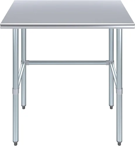 Vista 27 de Mesa de Trabajo de Acero Inoxidable con Base Abierta de 24" x 14" – Mesa Comercial Compacta Certificada NSF con Patas Galvanizadas para Cocinas