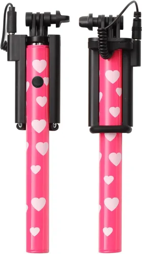 Vista 2 de Selfie-Stick Cable Mini Hot Shot Pink White Heart