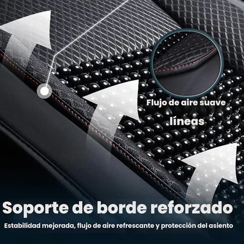 Vista 9 de Funda de asiento de automóvil con cuentas - Soporte de masaje de cuentas de madera con malla refrescante transpirable - Ajuste universal para sedán