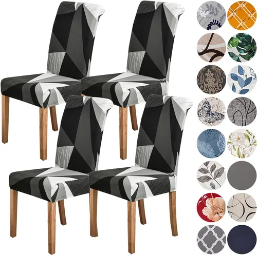 Vista 73 de HZDHCLH Juego de 4 fundas para sillas de comedor color burdeos, fundas elásticas de elastano para sillas Parsons, paquete de 4, fundas de asiento