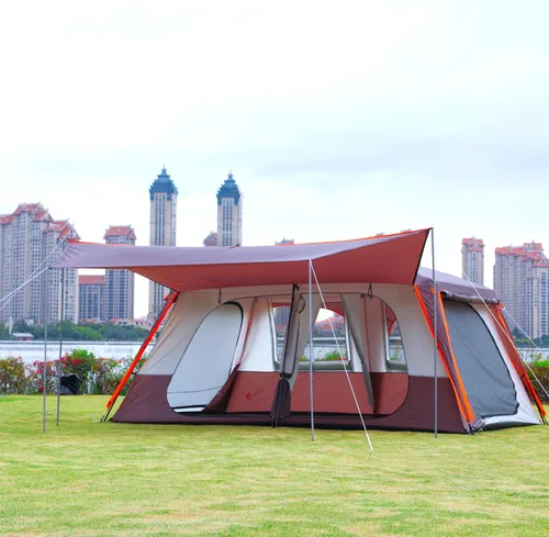 Vista 20 de KTT Extra Large Tent 6-12-14 Person,Family Cabin Tents,2 Rooms,3 Doors and 3 Windows with Mesh,Straight Wall,Waterproof,Double Layer,Big Tent for