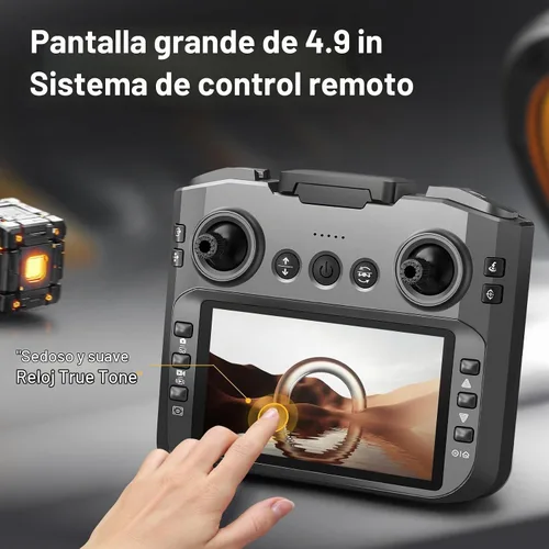 Vista 6 de OBEST Dron RC con pantalla en el controlador (15cm), dron con motor sin escobillas con cámaras duales (ajuste de ángulo eléctrico), posicionamiento