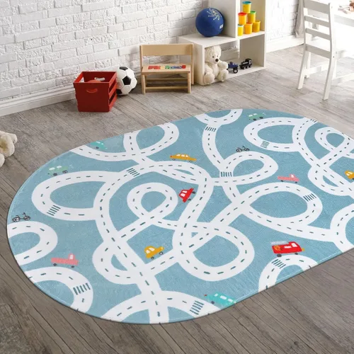 Vista 20 de STARUIA Alfombra de juego para niños, 60 x 32 pulgadas, ultra antideslizante, alfombra educativa para niños, alfombra de coche lavable