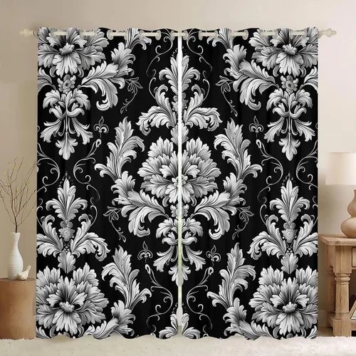 Vista 26 de Feelyou Purple Leopard Print Blackout Curtains Black Wild Safari Darkening Drapes for Bedroom Living Room Decor Cheetah Fur Wildlife Thermal