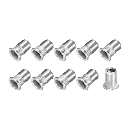 Vista 20 de METALLIXITY Tuercas de remache (M3) 25 piezas, tuercas roscadas de aleación de aluminio, para sujetadores mecánicos de muebles, tono plateado