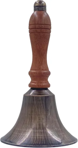 Vista 10 de The Metal Magician - Campana de mano de latón antiguo súper fuerte para bodas, Navidad, escuela