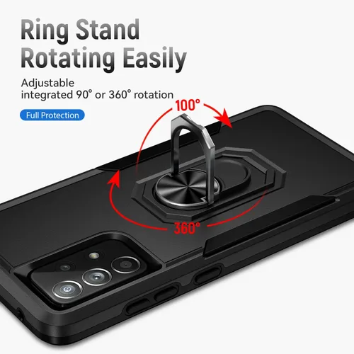 Vista 6 de Funda para Samsung Galaxy A52 5G Galaxy A52 4G con anillo de soporte, resistente protección de grado militar a prueba de golpes para Galaxy A52 5G