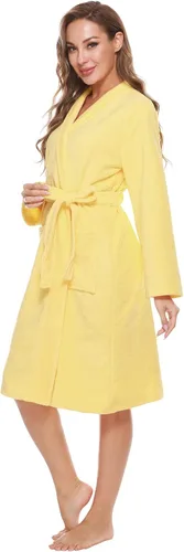 Vista 3 de Kniffi Bata de baño tipo kimono para mujer, bata de tela de rizo hasta la rodilla