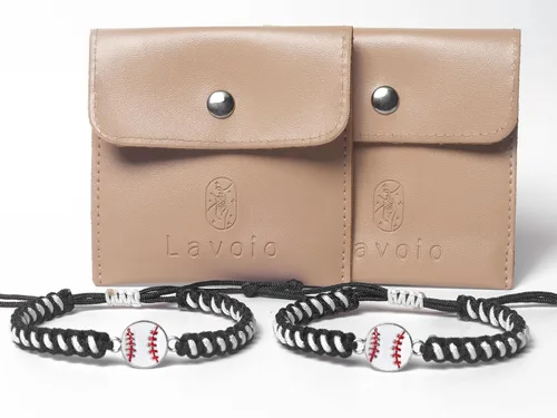 Vista 6 de Pulsera de béisbol 2 piezas para hombres, mujeres y niños Elegante pulsera deportiva trenzada Regalo de espíritu de equipo para niños y niñas