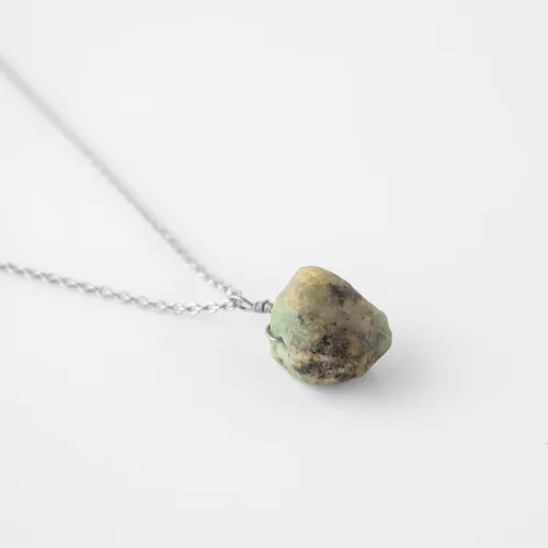 Vista 10 de Collar de piedras preciosas crudas piedras de nacimiento de plata