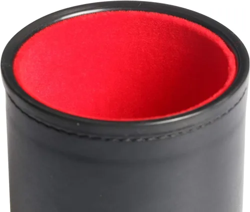 Vista 3 de Juego de dados de cuero sintético, coctelera de dados de fieltro para Yahtzee/Farkle/Bar Party Dados, incluye dados de punto de 0.630 in