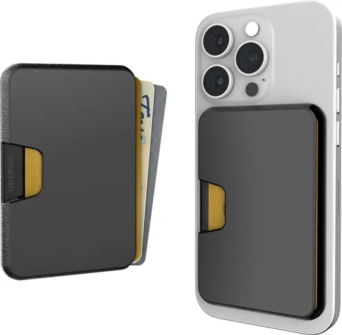 Vista 28 de Smartish Cartera MagSafe para iPhone - Tarjetero magnético desmontable, traje de noche negro, Bóveda lateral del ajetreo