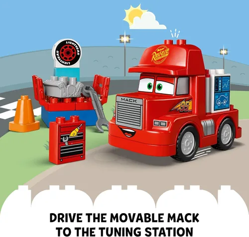 Vista 5 de LEGO Disney Pixar Mack at The Race Cars Toys - Pixar Cars - Regalo de cumpleaños para niños pequeños, preescolar, niños y niñas, a partir de 2 años