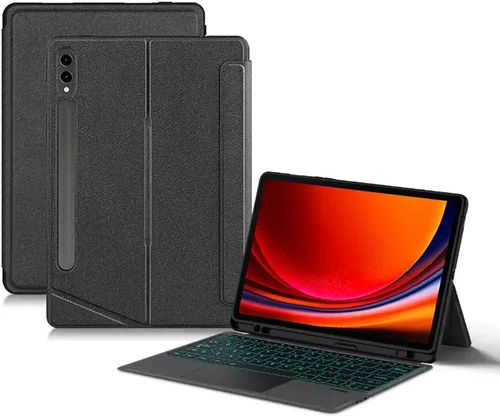 Vista 15 de Funda de teclado para Samsung Galaxy Tab S6 Lite de 10.4 pulgadas 2024/2022/2020 con panel táctil, retroiluminación inteligente de 7 colores, funda