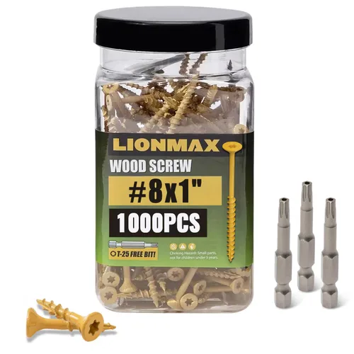 Vista 12 de LIONMAX Tornillos para Terraza de 1 Pulgada, Tornillos para Madera #8 x 1, 300 PCS, Resistentes al Óxido, Revestimiento Epoxi Exterior, Tornillos