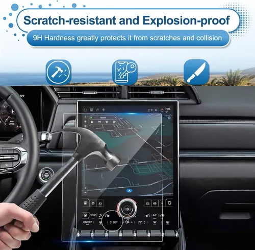 Vista 4 de Protector de pantalla de terreno 2025 2026 para GMC Terrain (Elevation/Denali/AT4), pantalla táctil de 15 pulgadas, vidrio templado 9H 2026 2025